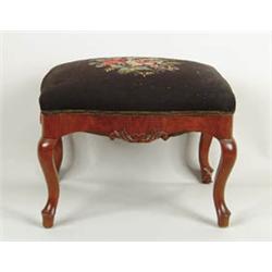 Lot# 188  VICTORIAN CARVED WALNUT AND NEEDLEWORK STOOL.  