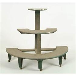 Lot# 199  DEMILUNE THREE TIER GREEN PLANT STAND.  