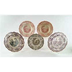 Lot# 205  LOT OF FIVE STAFFORDSHIRE TRANSFER PLATES.  