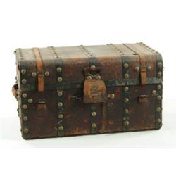 Lot# 208  ANTIQUE BRASS STUDDED TRUNK.  