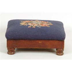 Lot# 220  NEEDLEWORK MAHOGANY FOOTSTOOL.  