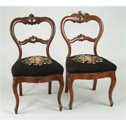 Lot# 221  PAIR OF VICTORIAN OPEN BACK NEEDLEWORK SIDE CHAIRS.  