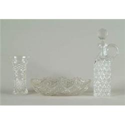 Lot# 230  THREE SMALL PIECES OF CUT GLASS.  