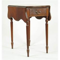 Lot# 237  ONE DRAWER MAHOGANY PEMBROKE TABLE.  