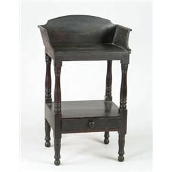 Lot# 238  ANTIQUE PAINTED BLACK TWO TIER WASH STAND.  