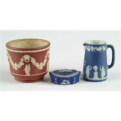 Lot# 239  THREE PIECES OF WEDGWOOD JASPERWARE.  