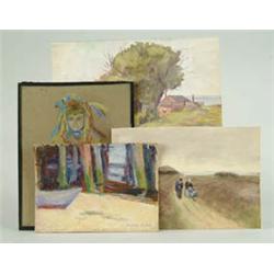 Lot# 243  ARIANNA KELLEY (American, 20th Century) FOUR PAINTINGS.  