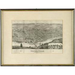 Lot# 255  SMALL FRAMED PRINT “BIRDSEYE VIEW OF WATERVILLE, MAINE”.  