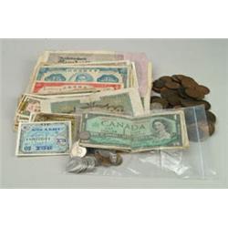 Lot# 275  COINS: LOT OF CANADIAN AND WORLD MONEY.  