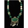 Image 1 : Lot# 291  MALACHITE AND PEARL NECKLACE.  