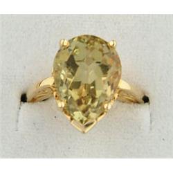 Lot# 299  14K YELLOW GOLD AND GOLDEN TOURMALINE RING.  