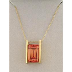 Lot# 302  10K YELLOW GOLD AND PADPARADSCHA NECKLACE.  