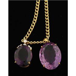 Lot# 307  18K GOLD AND DOUBLE AMETHYST NECKLACE.  