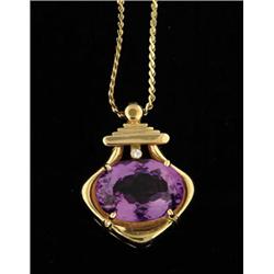 Lot# 313  GOLD PLATED YELLOW GOLD AMETHYST AND DIAMOND NECKLACE.  