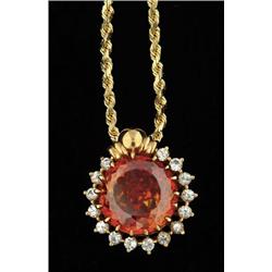 Lot# 314  14K YELLOW GOLD SPHALERITE AND WHITE STONE NECKLACE.  