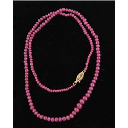 Lot# 320  RUBY BEAD NECKLACE.  