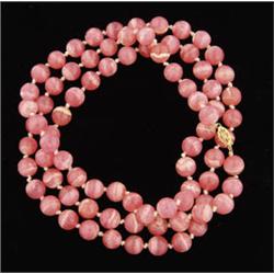 Lot# 324  RHODOCHROSITE BEAD NECKLACE.  