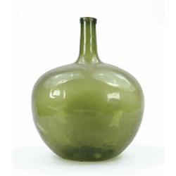 Lot# 392  LARGE HAND BLOWN GREEN BOTTLE.  