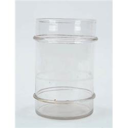 Lot# 394  HAND BLOWN CLEAR GLASS JAR.  