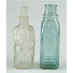 Lot# 394B.  AQUA CATHEDRAL PICKLE AND POLAND SPRING WATER BOTTLE.  
