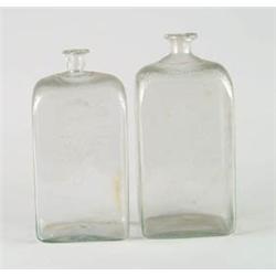 Lot# 399I.  TWO CLEAR ETCHED AND CUT SQUARE DECANTERS.  
