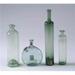 Lot# 399M.  LOT OF EIGHT AQUA/GREEN BOTTLES.  