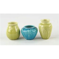 Lot# 417  THREE ROOKWOOD VASES.  