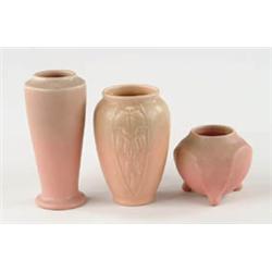 Lot# 418  THREE ROOKWOOD VASES.  