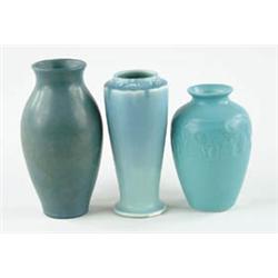 Lot# 419  THREE ROOKWOOD VASES.  
