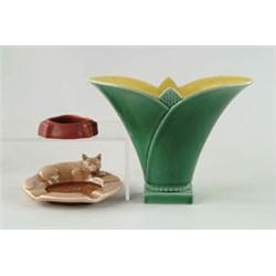 Lot# 421  TWO ROOKWOOD ASHTRAYS AND VASE.  