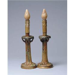 Lot# 447  PAIR OF WELLER WOODCRAFT TABLE LAMPS.  