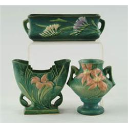 Lot# 458  THREE PIECES OF ROSEVILLE POTTERY.  