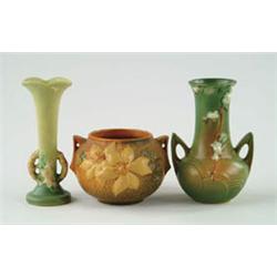 Lot# 459  THREE PIECES OF ROSEVILLE POTTERY.  