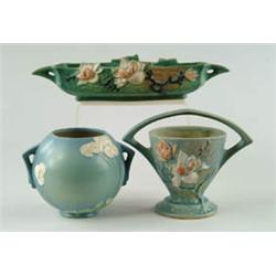 Lot# 460  THREE PIECES OF ROSEVILLE POTTERY.  