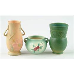 Lot# 463  THREE WELLER VASES.  