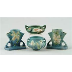 Lot# 480  FOUR PIECES OF ROSEVILLE POTTERY.  