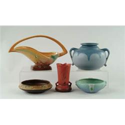 Lot# 482  FIVE PIECES OF ROSEVILLE POTTERY.  