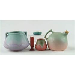 Lot# 493  FIVE MISCELLANEOUS PIECES OF POTTERY.  