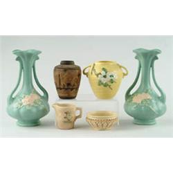 Lot# 494  SIX PIECES OF WELLER POTTERY.  