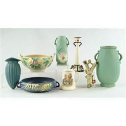 Lot# 497  EIGHT PIECES OF ART POTTERY.  