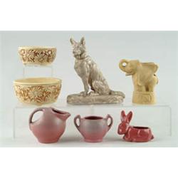 Lot# 499B.  SEVEN PIECES OF MISCELLANEOUS POTTERY.  