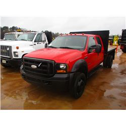 2005 FORD F450XL FLATBED DUMP, VIN/SN:1FDXW46P35EB01502 - CREW CAB, POWER STROKE DIESEL ENGINE, A/T,