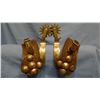 Image 1 : Crockett silver mtd mustache spurs w/fancy straps with Flying Eagle quarters, spurs marked on edge o