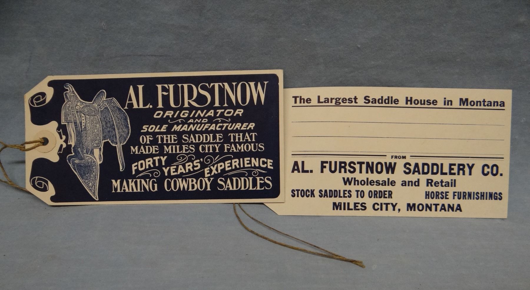1919 Al Furstnow Saddlery Catalog, 2 Al Furstnow saddle bag tags & King