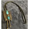 Navajo bolo tie, turqouise & sterling silver, 2" x 2 1/2", old pawn