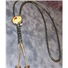 Image 1 : Zuni bolo tie, coral and mother of pearl, 1" diameter