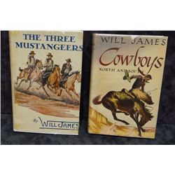 2 books: James, Will, THE THREE MUSTANGEERS, dj; COWBOYS NORTH AN SOUTH, dj, not 1st editions