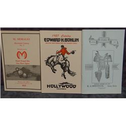 3 repro catalogs, M. Morales, Edward H. Bohlin and E. J. Owenhouse Saddlery, soft covers