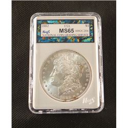 1882 P Morgan dollar, MS 65, NCGS