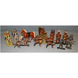 Metal cowboy and indian toys, 12 pcs